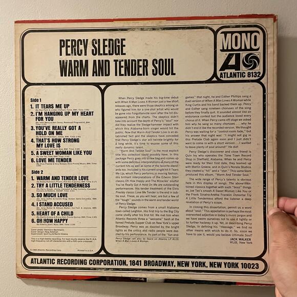 Percy Sledge - Warm & Tender Soul LP vintage vinyl record - Picture 2 of 4